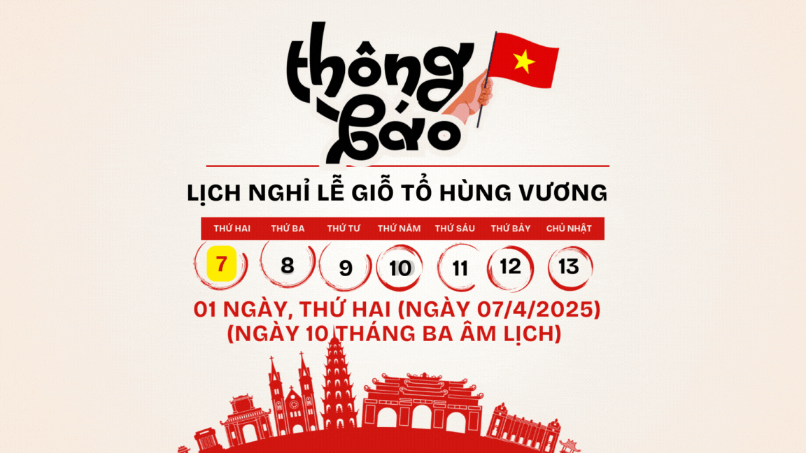 Thông báo treo cờ Tổ quốc và nghỉ ngày Giỗ Tổ Hùng Vương 2025